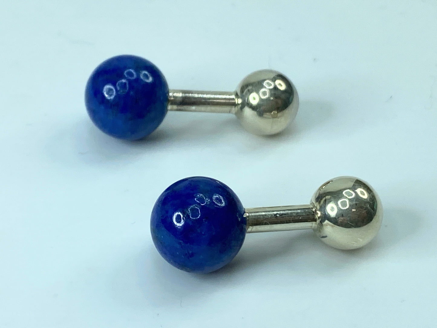 Tiffany & Co. Sterling Silver 925 & Lapis Lazuli Barbell Cufflinks 8g JR542
