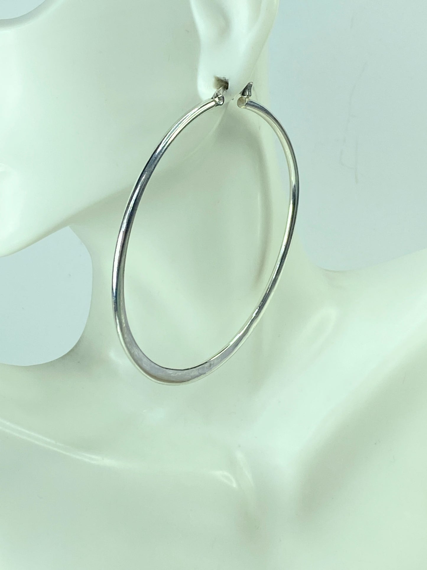 Tiffany & Co Elsa Peretti Large 2 3/4" Large Sterling Silver Hoop Earrings JR544