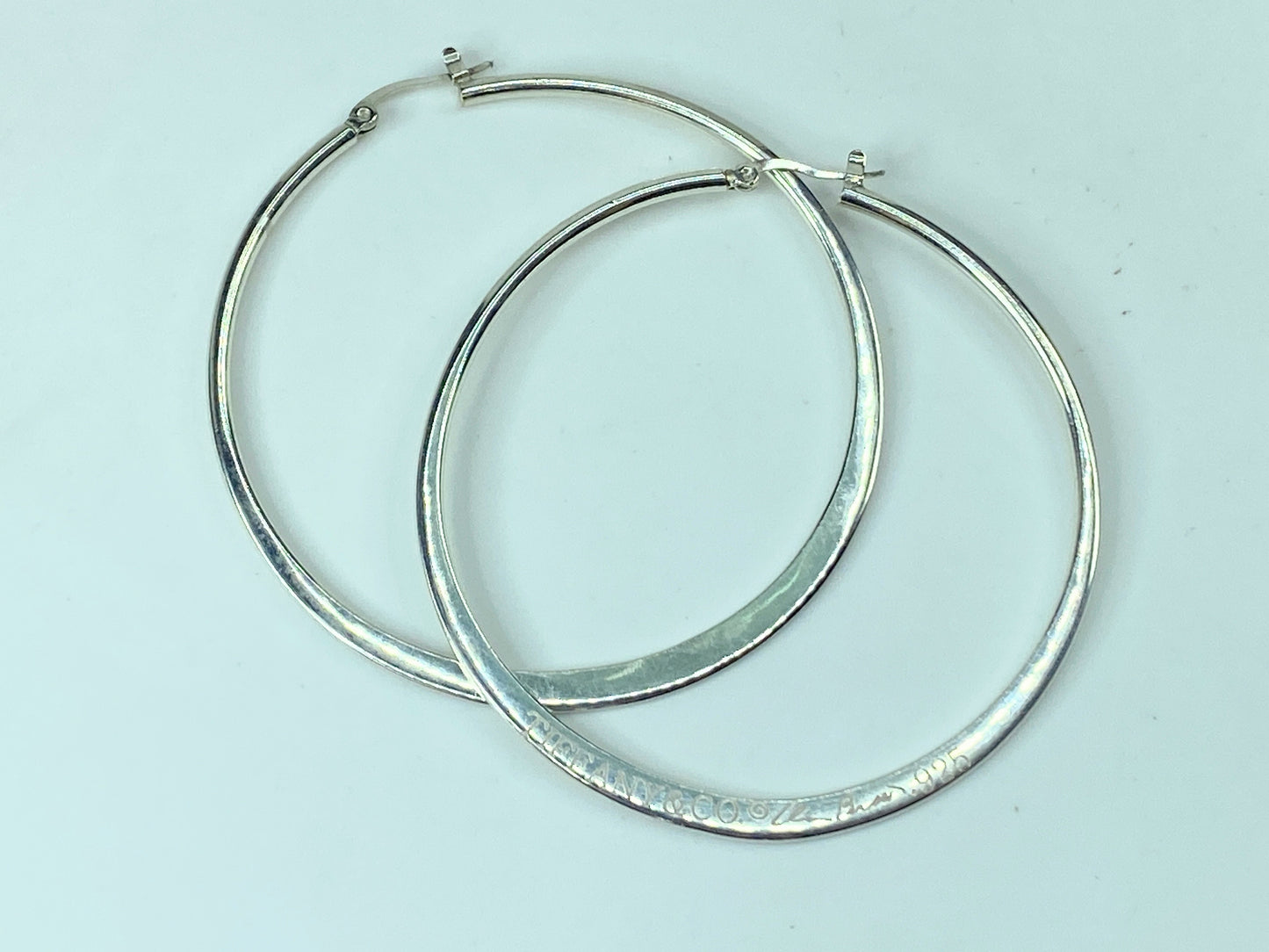 Tiffany & Co Elsa Peretti Large 2 3/4" Large Sterling Silver Hoop Earrings JR544