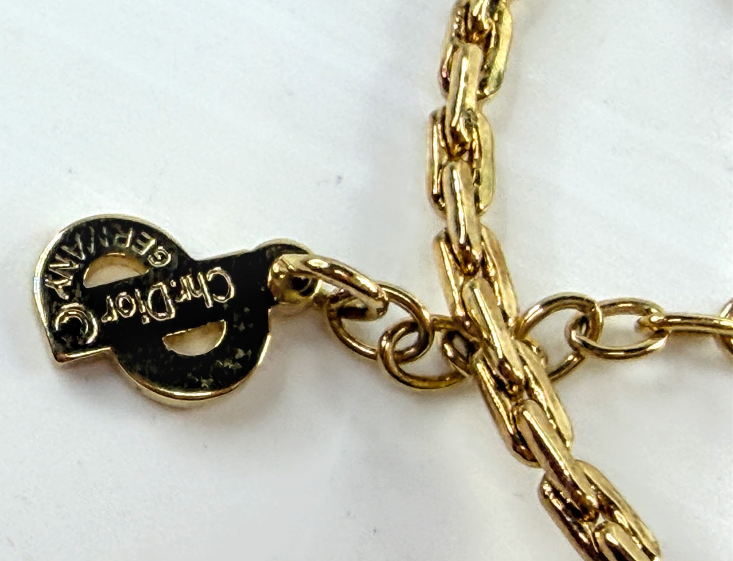 Vintage Christian Dior Simulated Cobalt Enamel Crystal Medallion Necklace GS830
