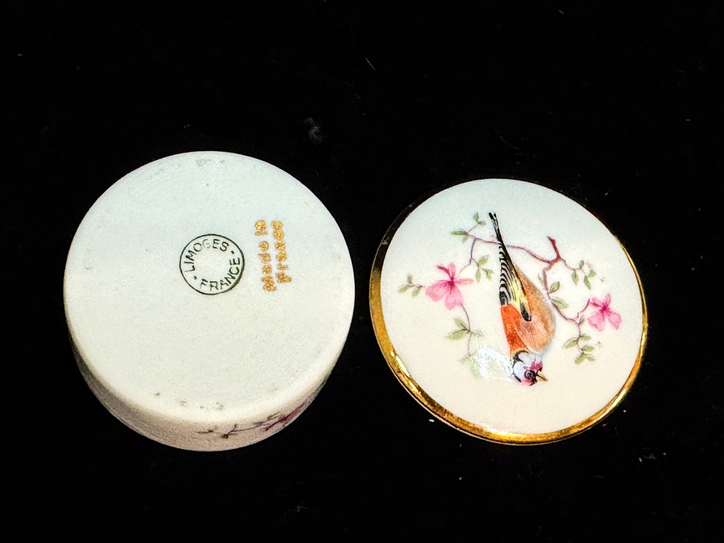 Vintage Limoges Hand Painted Bird Porcelain Trinket Box A1103
