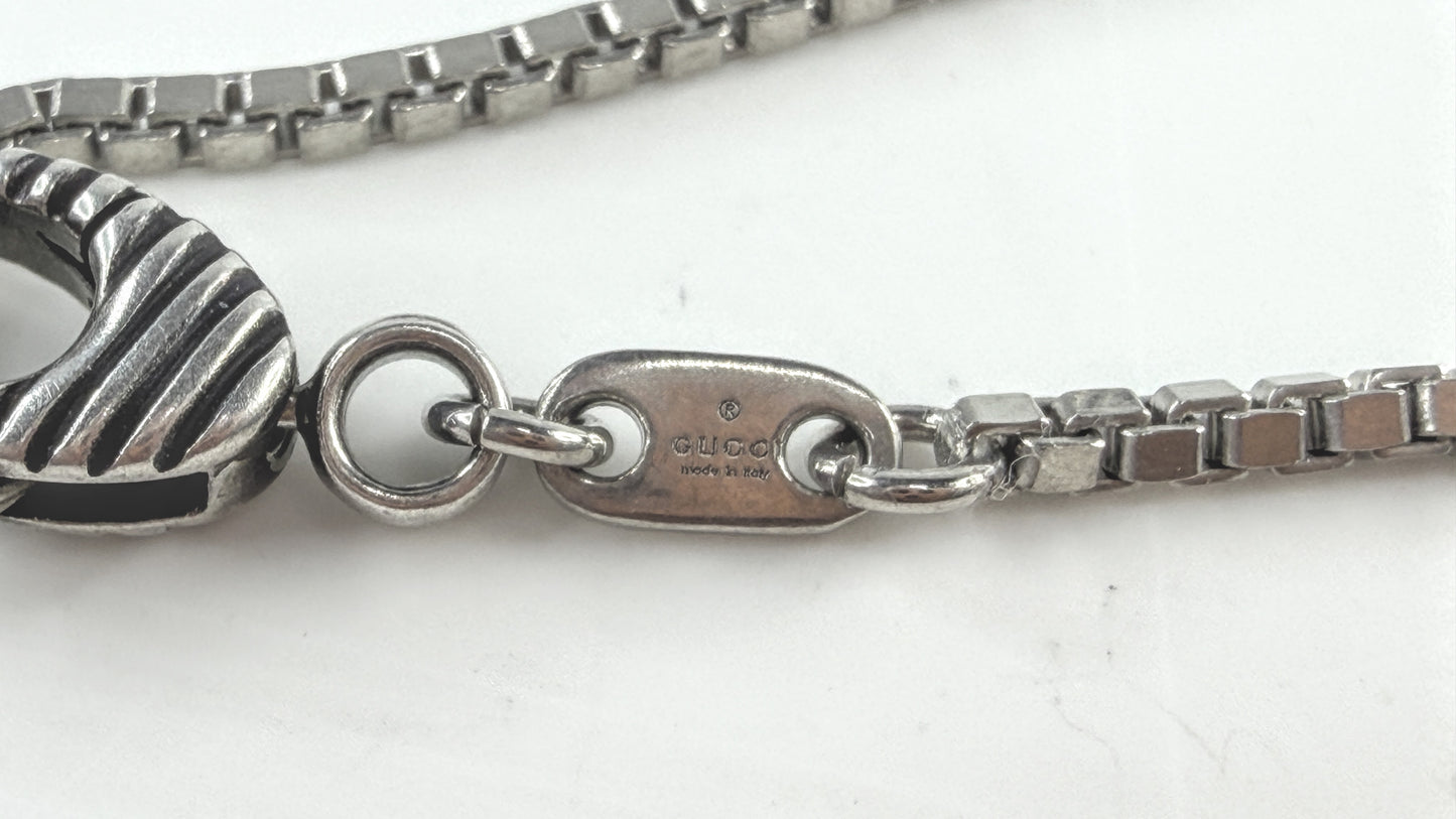 Vintage Gucci Sterling Silver Scroll Letter L Pendant Necklace 18.5" JR1746