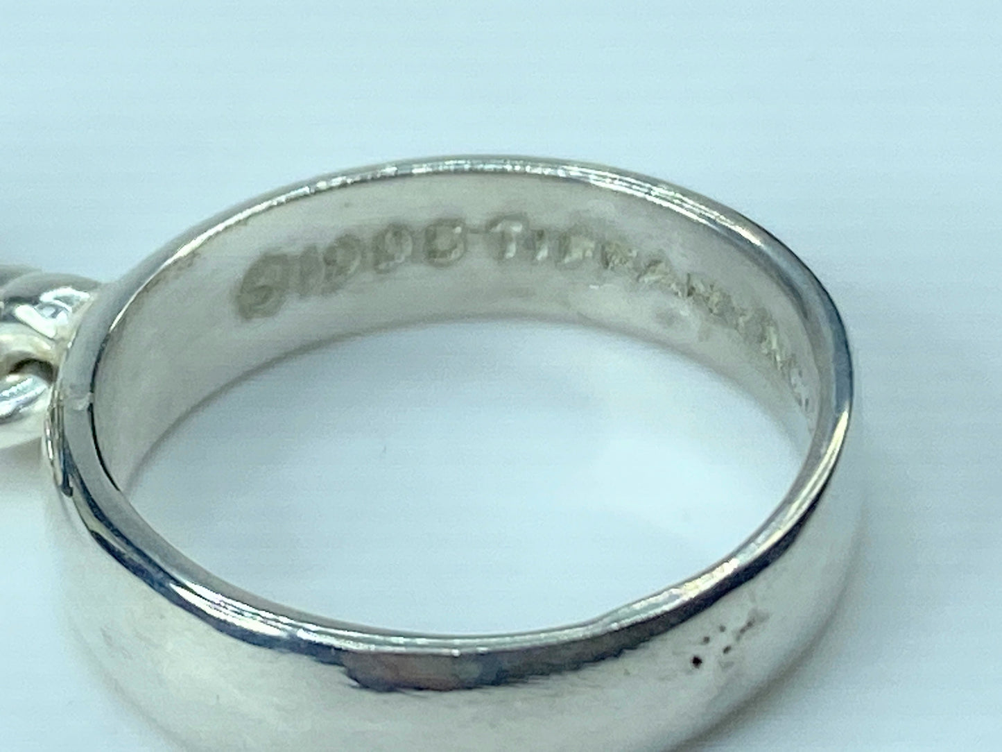 Tiffany Co. Vintage 5.0mm Onyx Charm hardware Ring Sterling Silver 5.6g s7 JR545