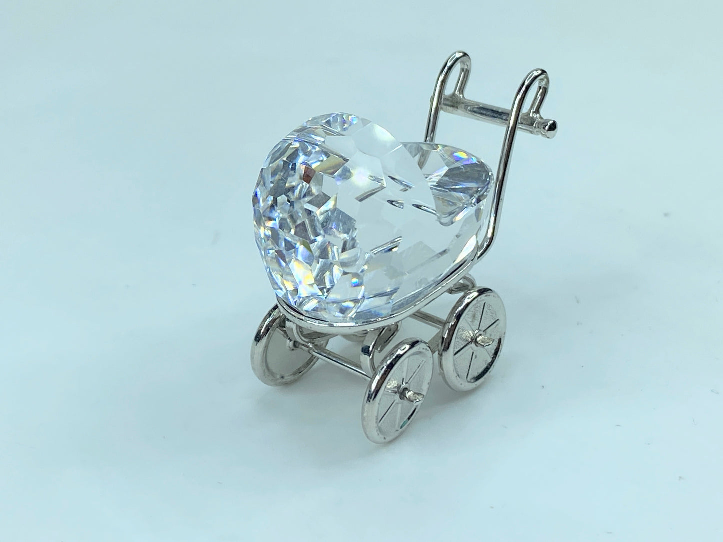 Swarovski Crystal Figurine #626866 Rhodium Pram COA w/ mirror SS50