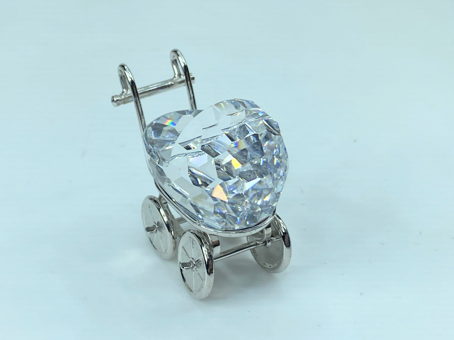 Swarovski Crystal Figurine #626866 Rhodium Pram COA w/ mirror SS50