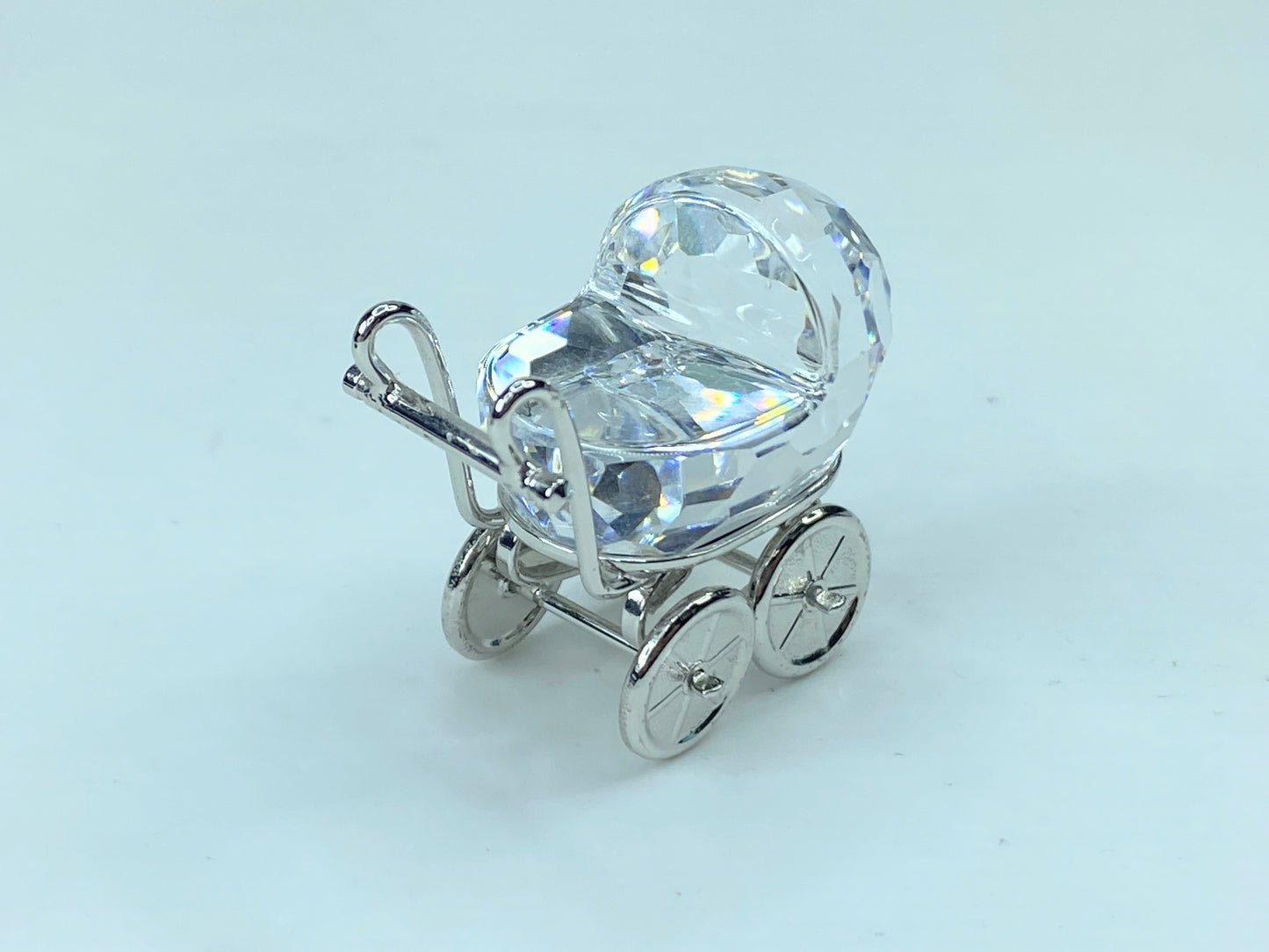 Swarovski Crystal Figurine #626866 Rhodium Pram COA w/ mirror SS50