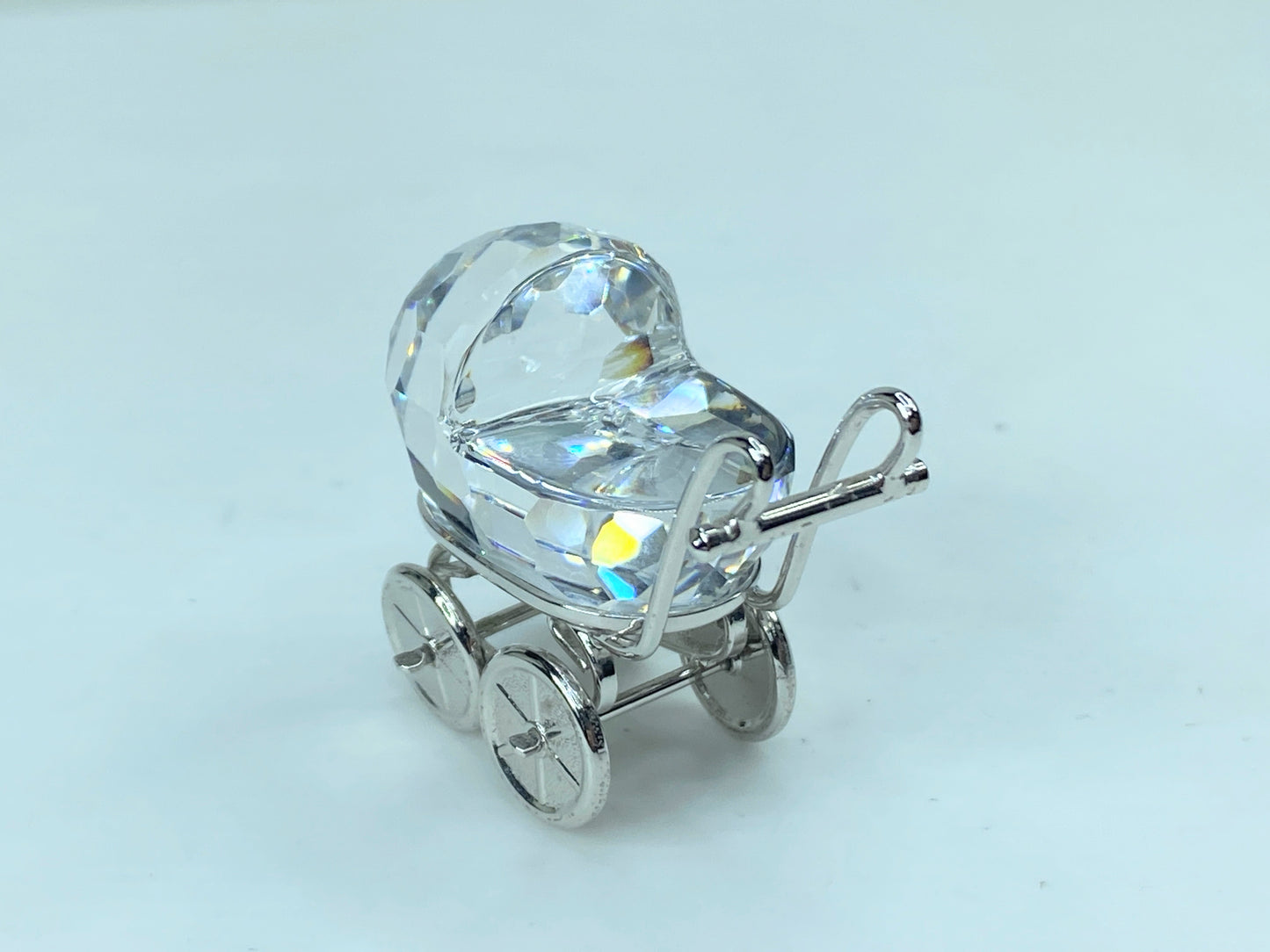 Swarovski Crystal Figurine #626866 Rhodium Pram COA w/ mirror SS50