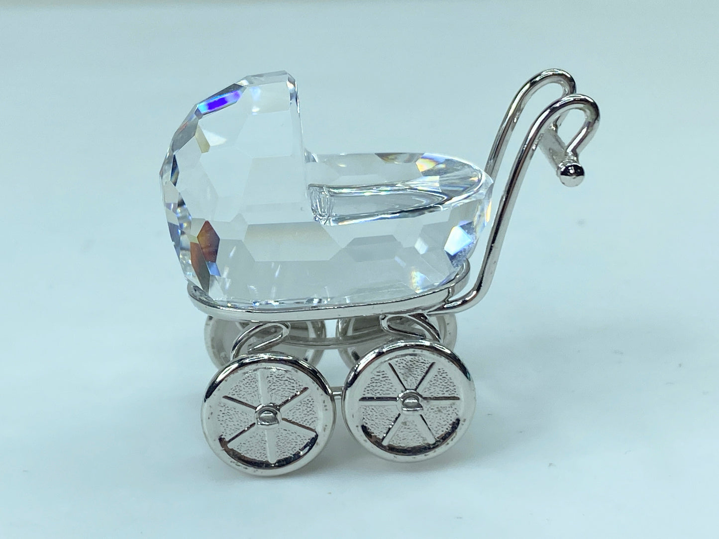 Swarovski Crystal Figurine #626866 Rhodium Pram COA w/ mirror SS50