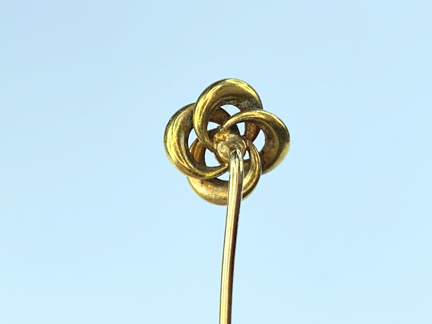 Victorian enamel Love Knot 14k Old European Diamond Groom’s stick pin