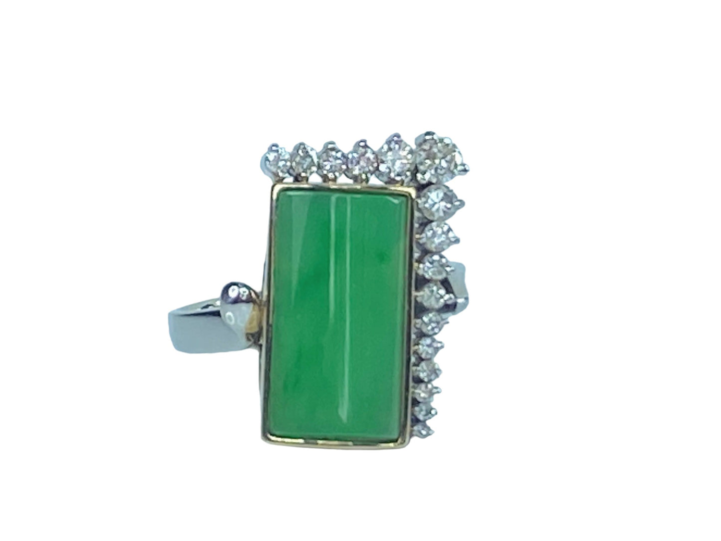 Handmade 18K gold Platinum 0.43ct Diamond Jadeite ring