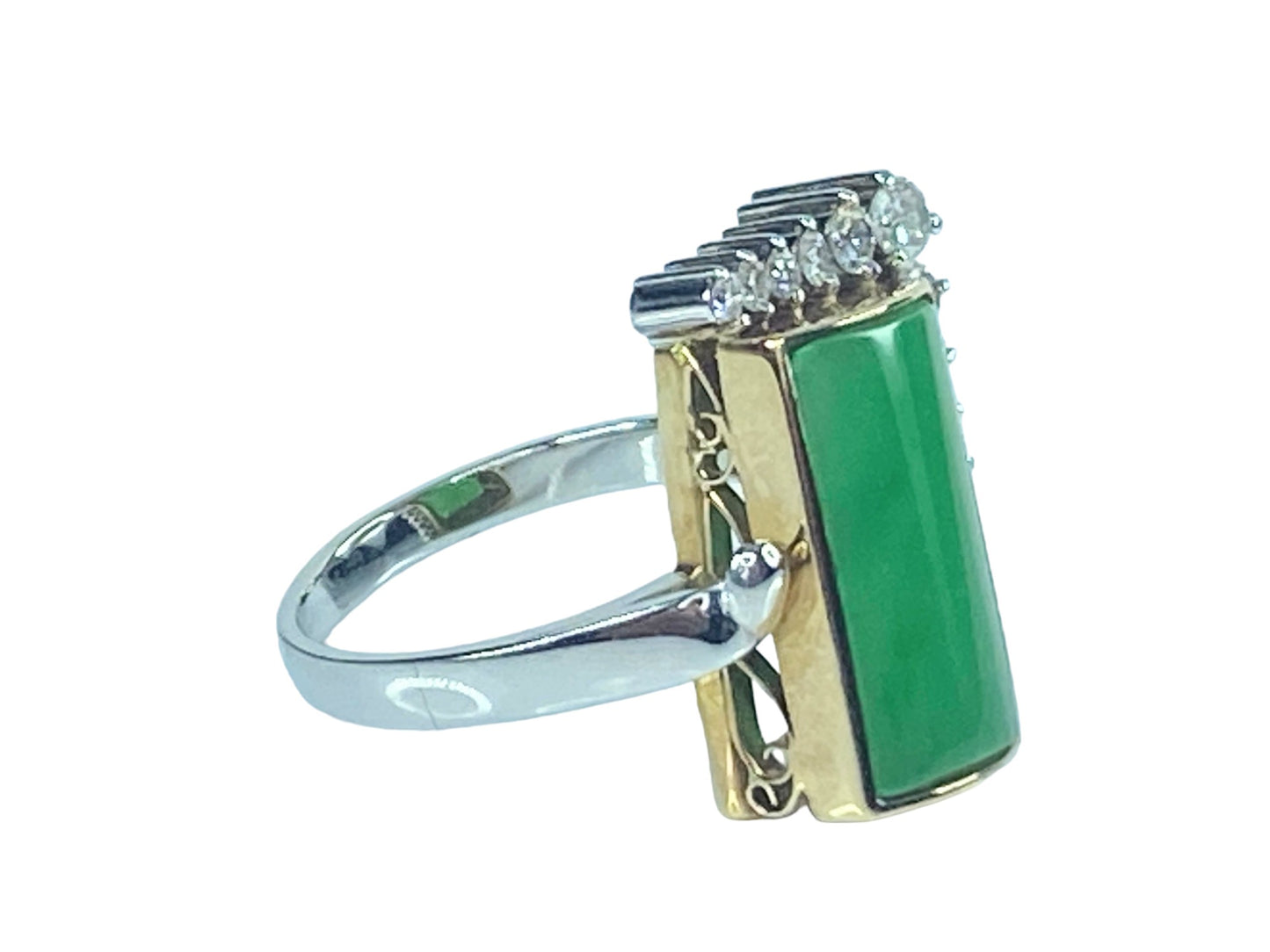 Handmade 18K gold Platinum 0.43ct Diamond Jadeite ring