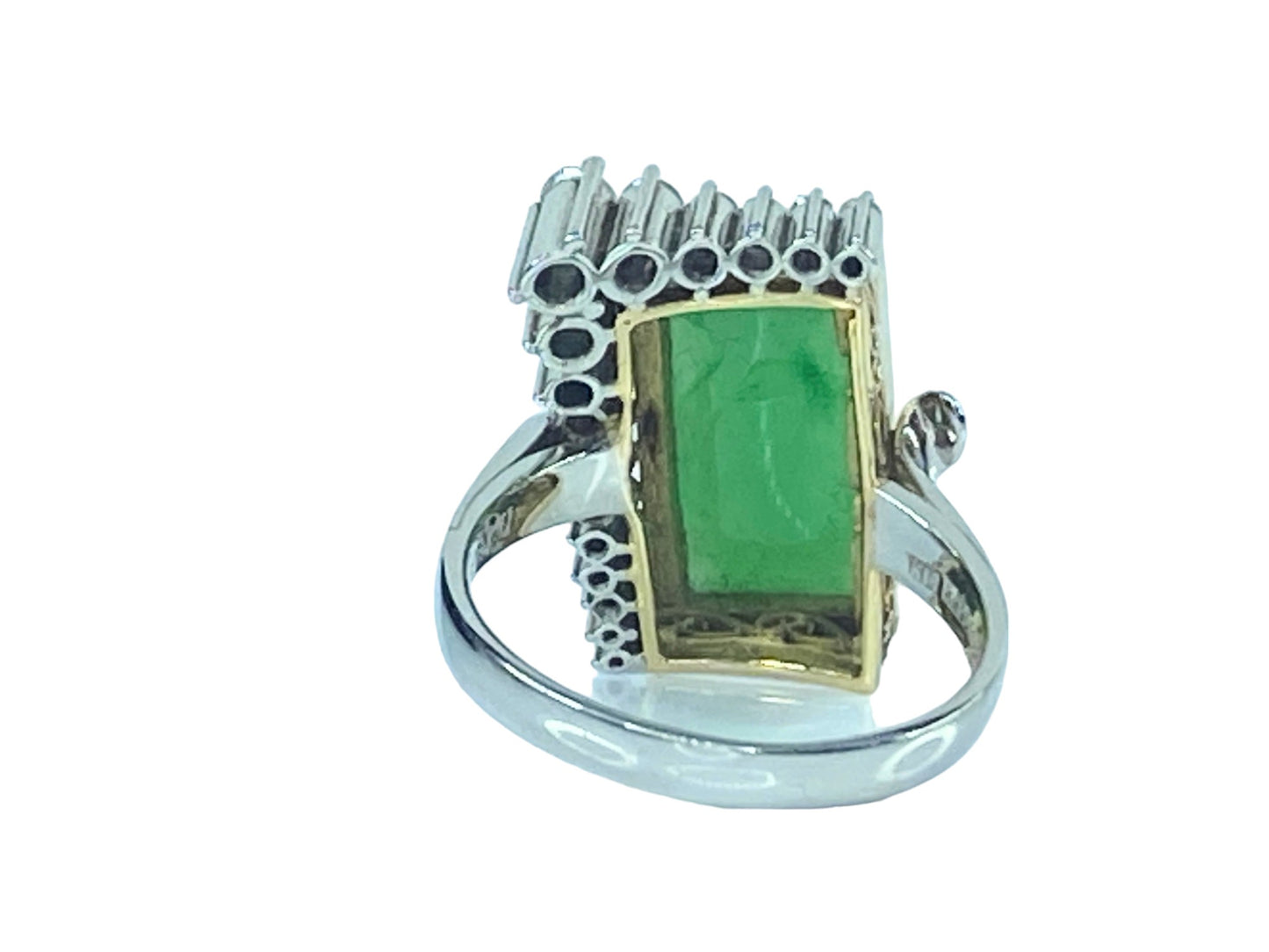 Handmade 18K gold Platinum 0.43ct Diamond Jadeite ring