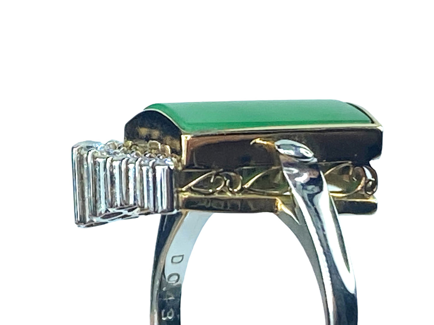 Handmade 18K gold Platinum 0.43ct Diamond Jadeite ring