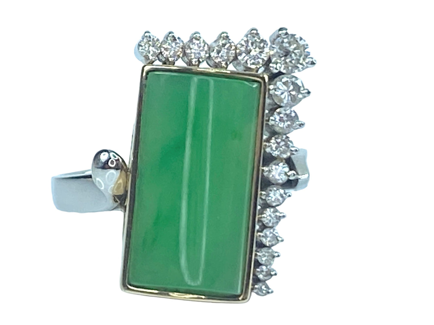 Handmade 18K gold Platinum 0.43ct Diamond Jadeite ring