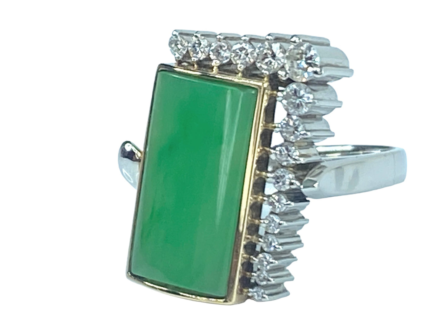 Handmade 18K gold Platinum 0.43ct Diamond Jadeite ring