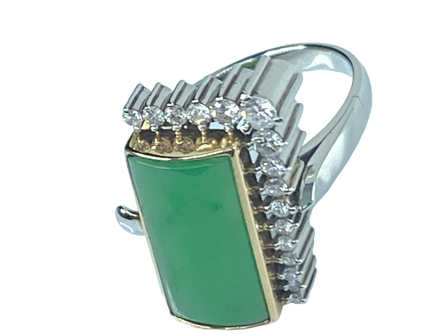 Handmade 18K gold Platinum 0.43ct Diamond Jadeite ring
