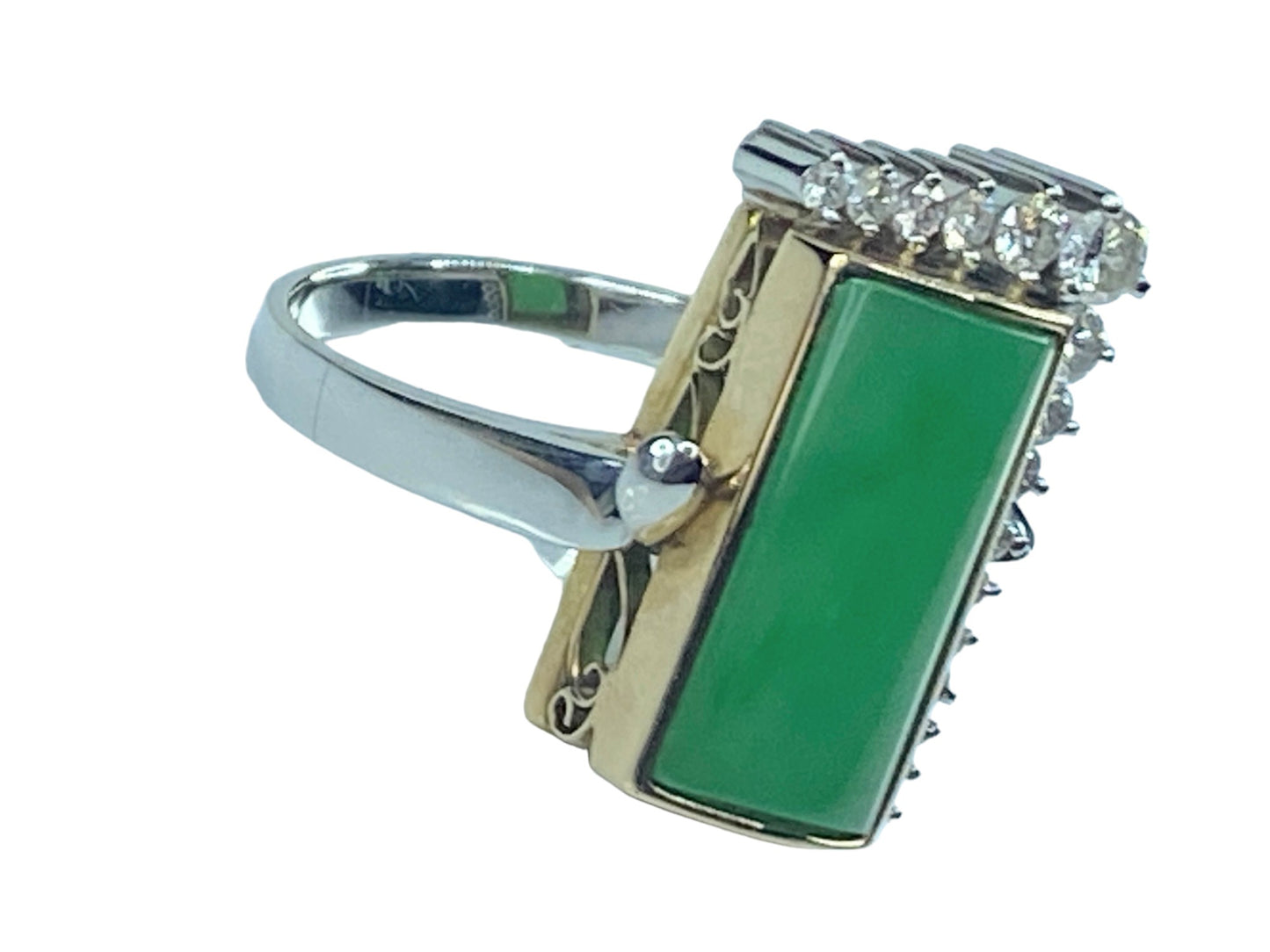 Handmade 18K gold Platinum 0.43ct Diamond Jadeite ring