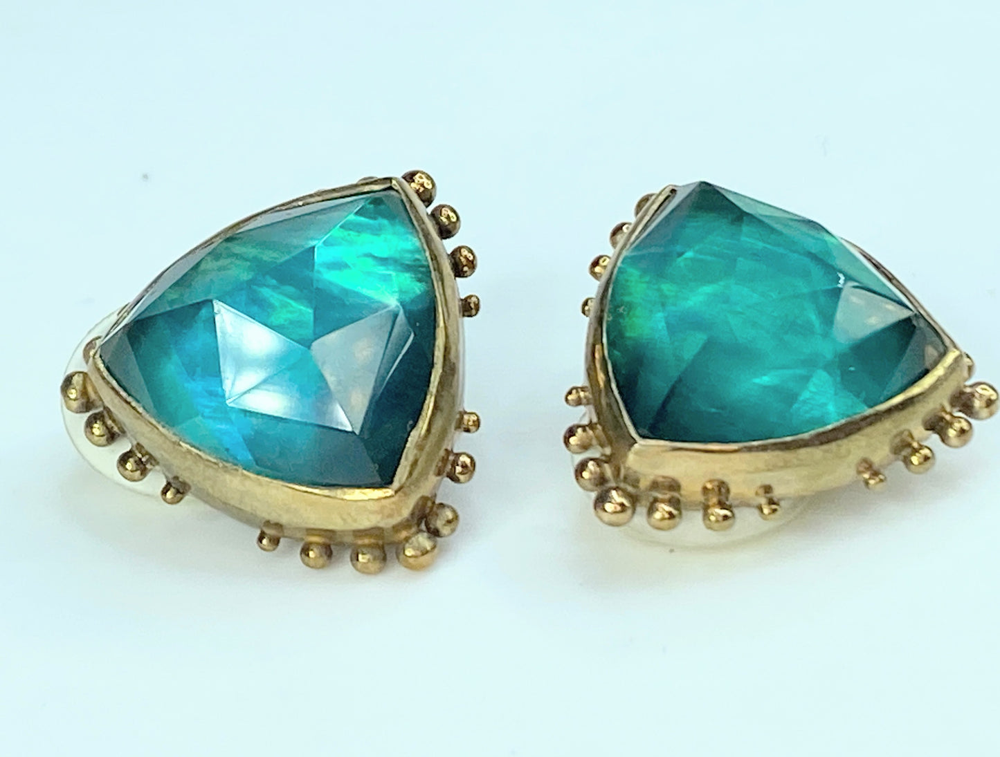 Stephen Dweck Rose cut Labradorite bead platform clip on earrings GS100