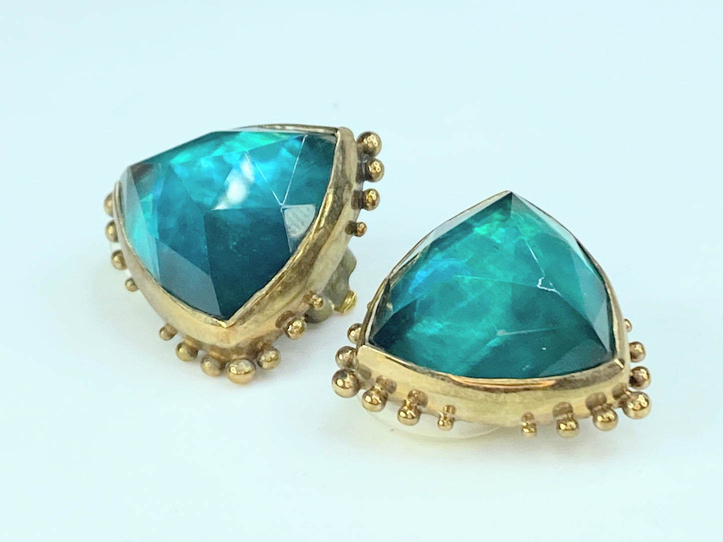 Stephen Dweck Rose cut Labradorite bead platform clip on earrings GS100