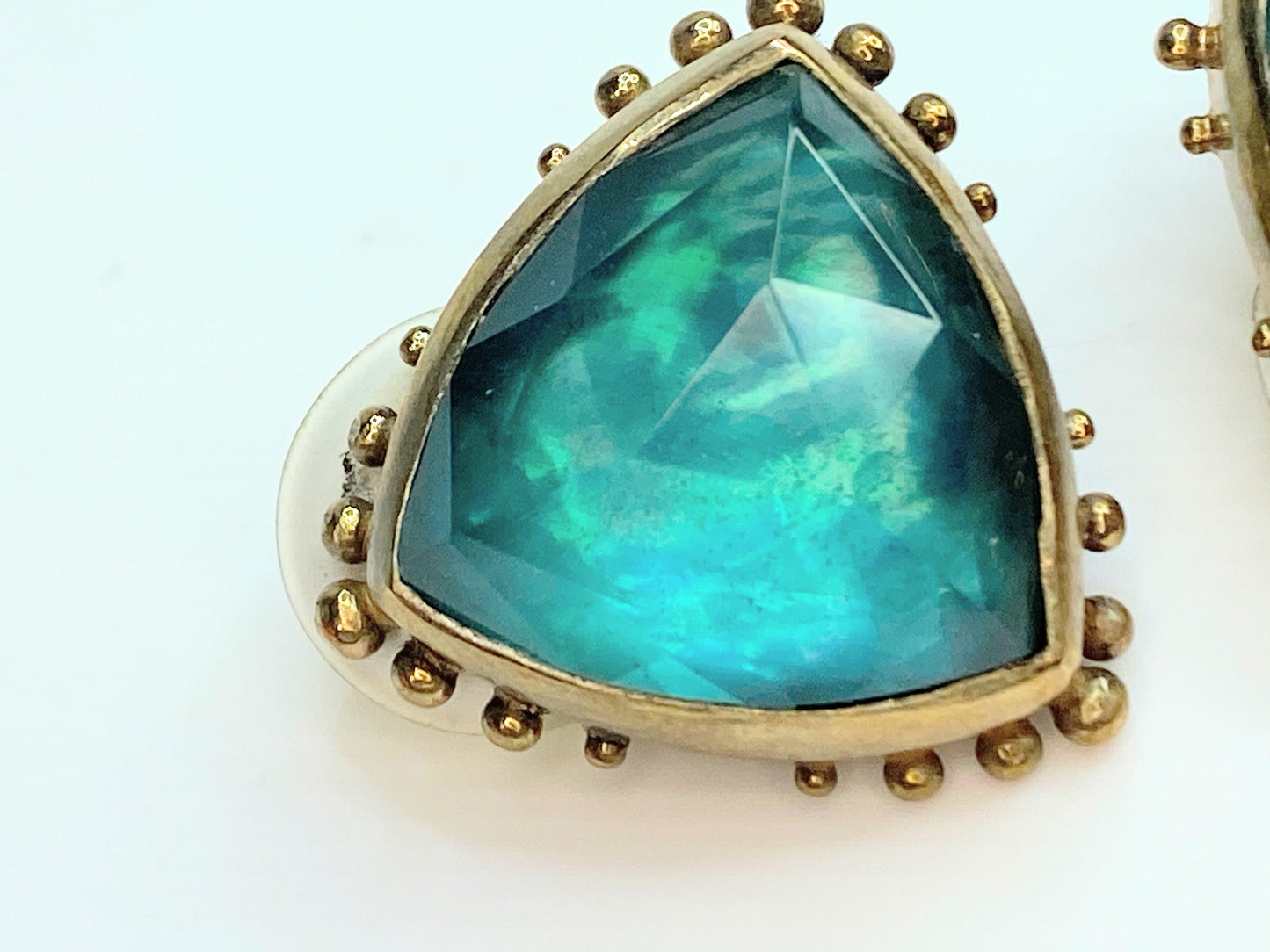 Stephen Dweck Rose cut Labradorite bead platform clip on earrings GS100