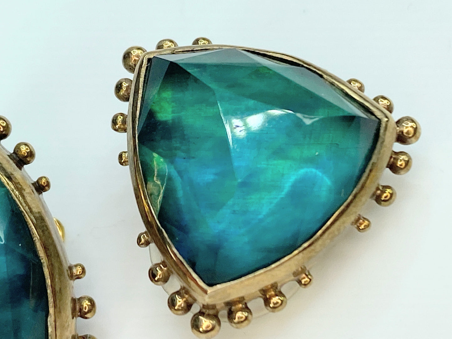 Stephen Dweck Rose cut Labradorite bead platform clip on earrings GS100