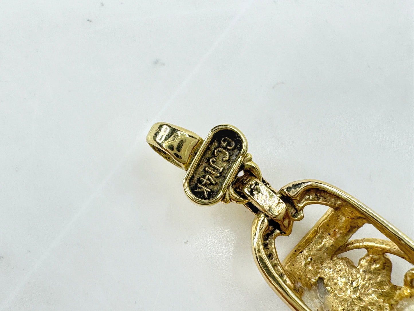 Vintage Hawaiian 14K Gold Floral Black Enamel Bar Bracelet 7 1/4" JR1782