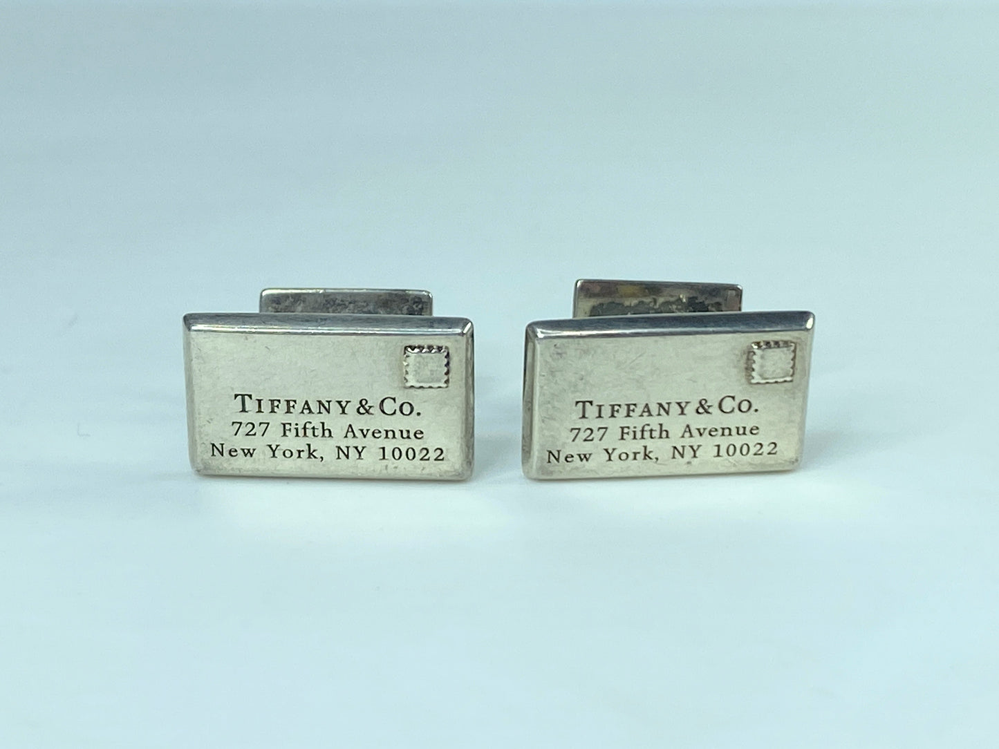 Tiffany & Co. Letter Envelope Cufflinks 727 Fifth Avenue Silver w/Box 12g JR547