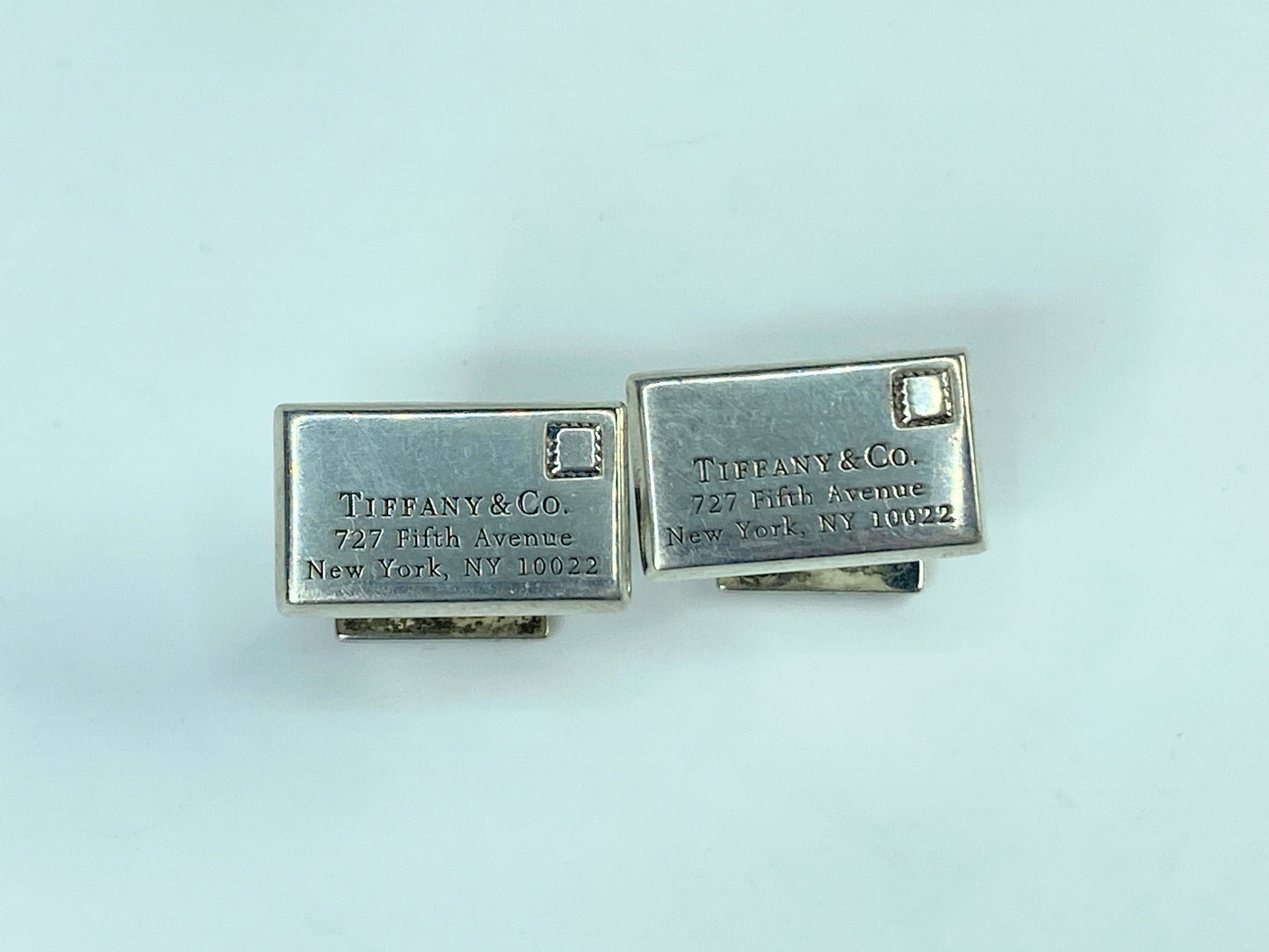 Tiffany & Co. Letter Envelope Cufflinks 727 Fifth Avenue Silver w/Box 12g JR547