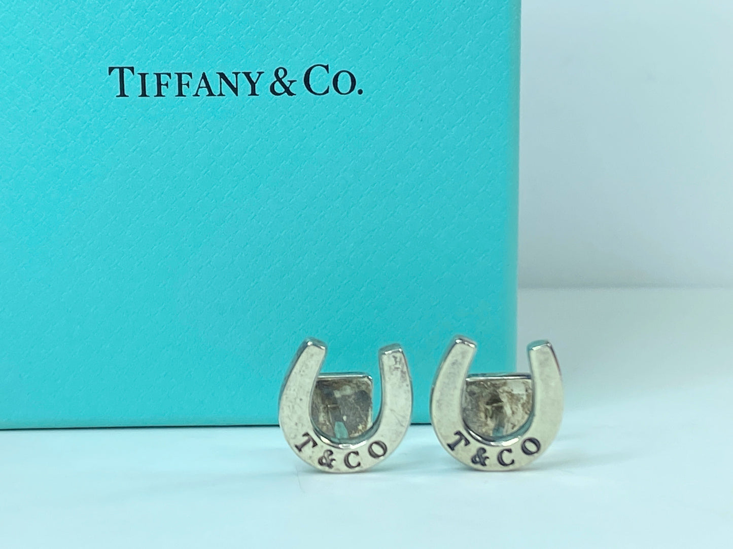 Tiffany & Co, pair of sterling silver lucky horseshoe cufflinks in box JR548