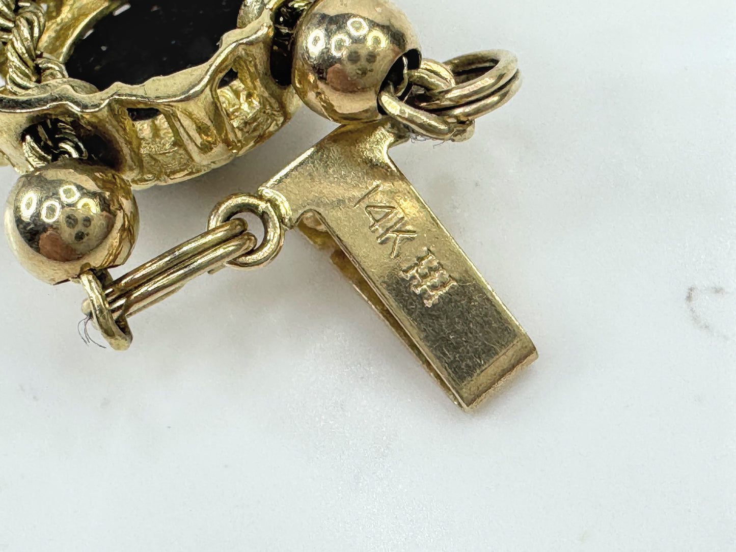 Vintage 14K Gold Multi Gemstone Slide Charm Bracelet JR1797