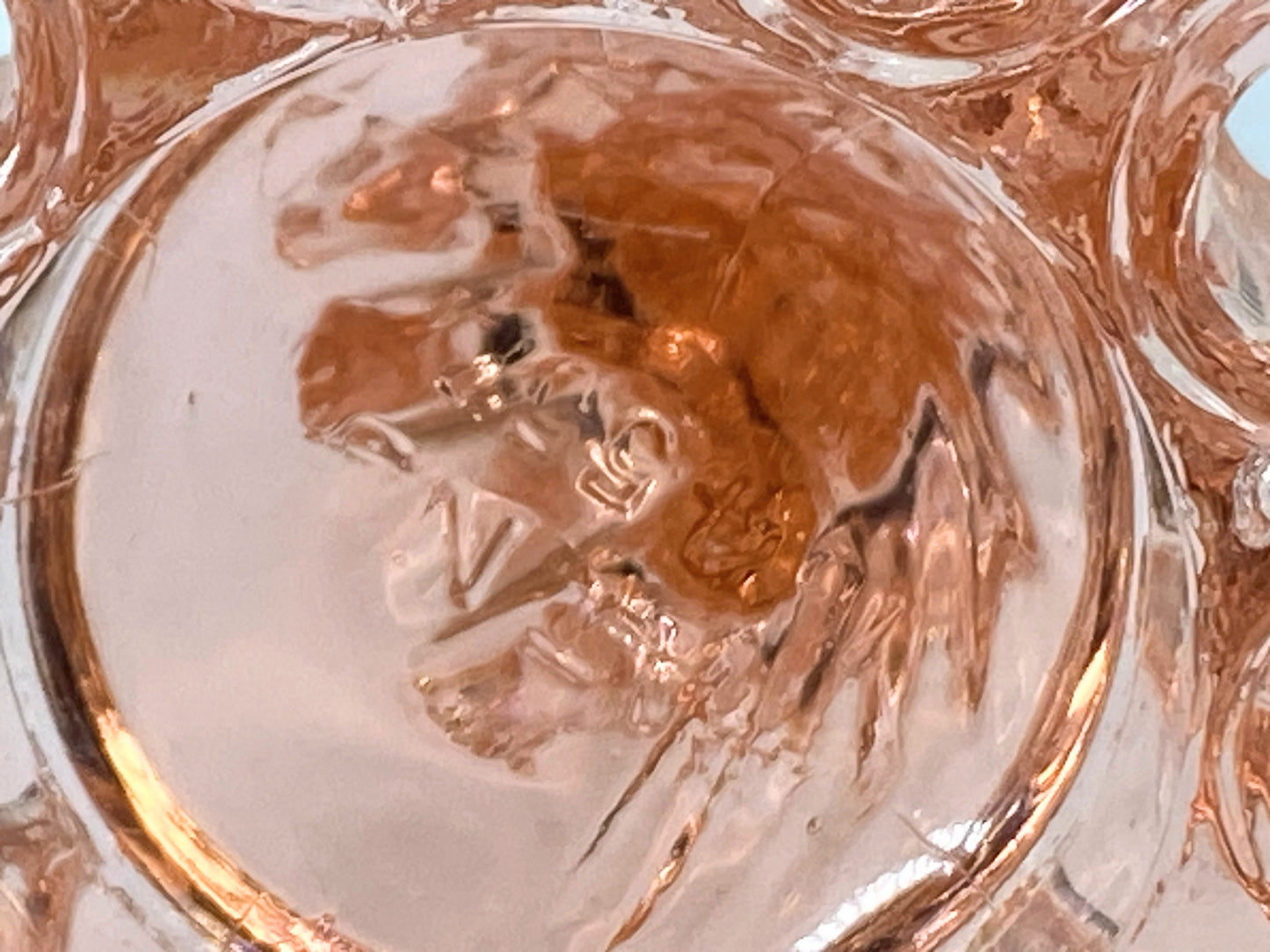 Vintage Cambridge Draped Lady Pink depression glass frog 8.5" mint A616