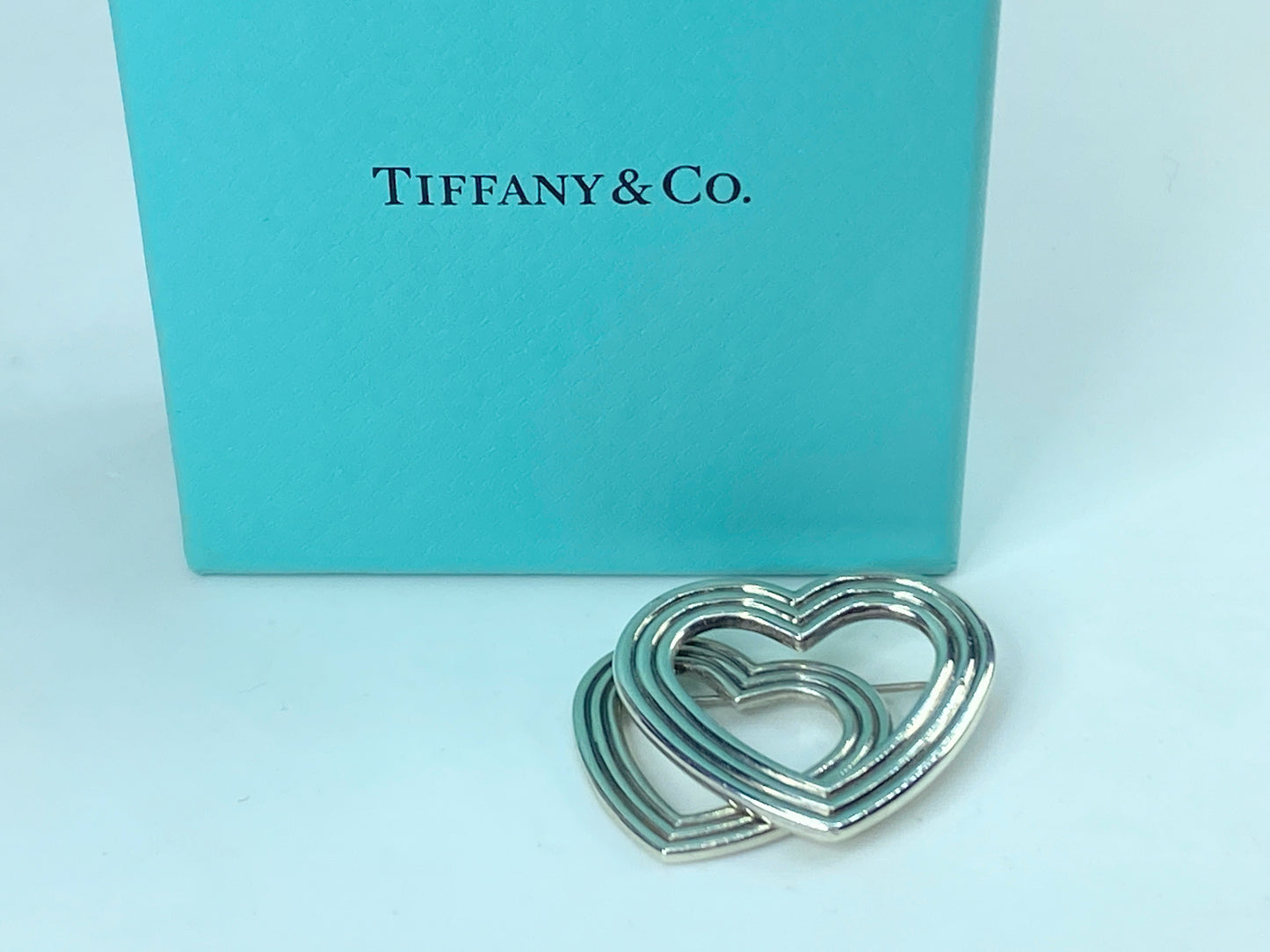 Rare Tiffany & Co Menard Hearts Brooch Pin Sterling Silver 19.6g 45mm JR553