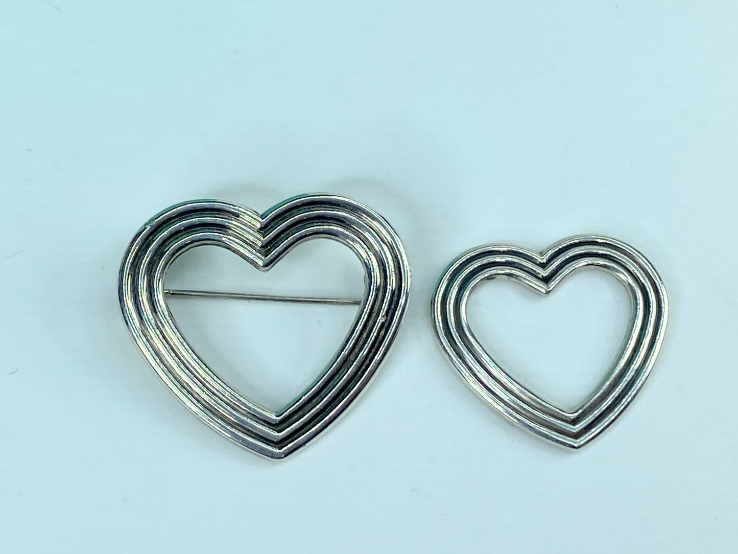 Rare Tiffany & Co Menard Hearts Brooch Pin Sterling Silver 19.6g 45mm JR553