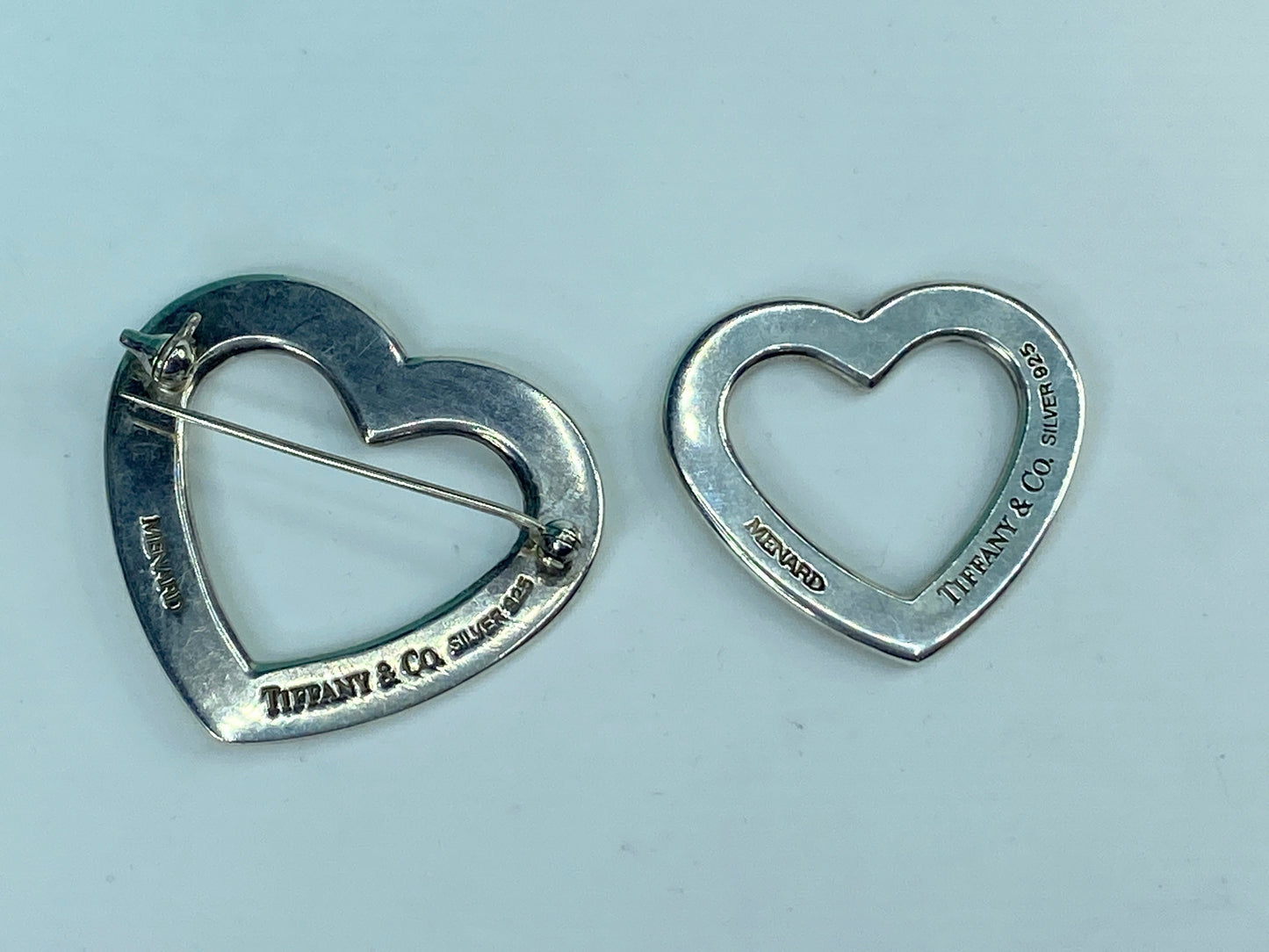 Rare Tiffany & Co Menard Hearts Brooch Pin Sterling Silver 19.6g 45mm JR553