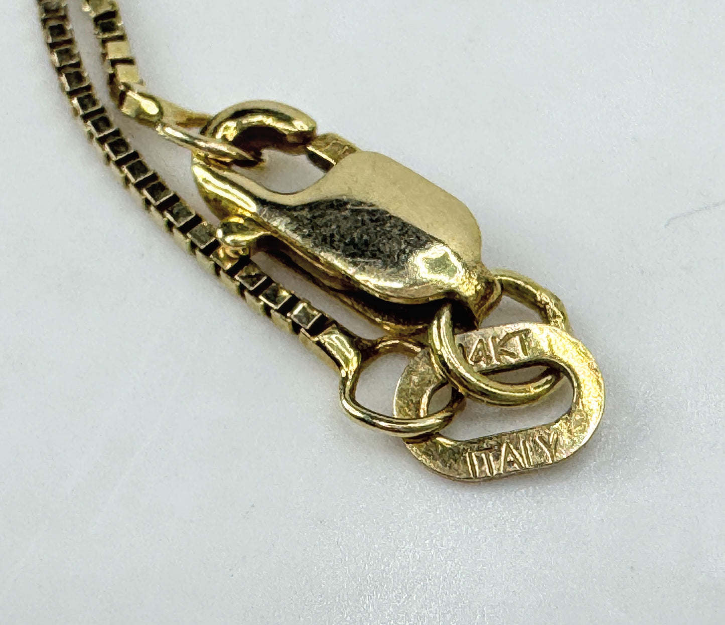 Vintage 14K Gold 1.0mm Box Chain Necklace Italy 1.8g 16.5" lobster clasp JR1804