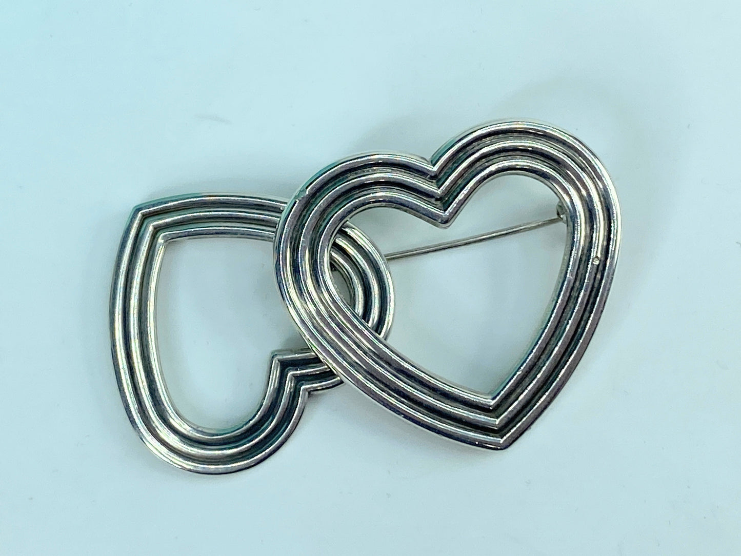 Rare Tiffany & Co Menard Hearts Brooch Pin Sterling Silver 19.6g 45mm JR553