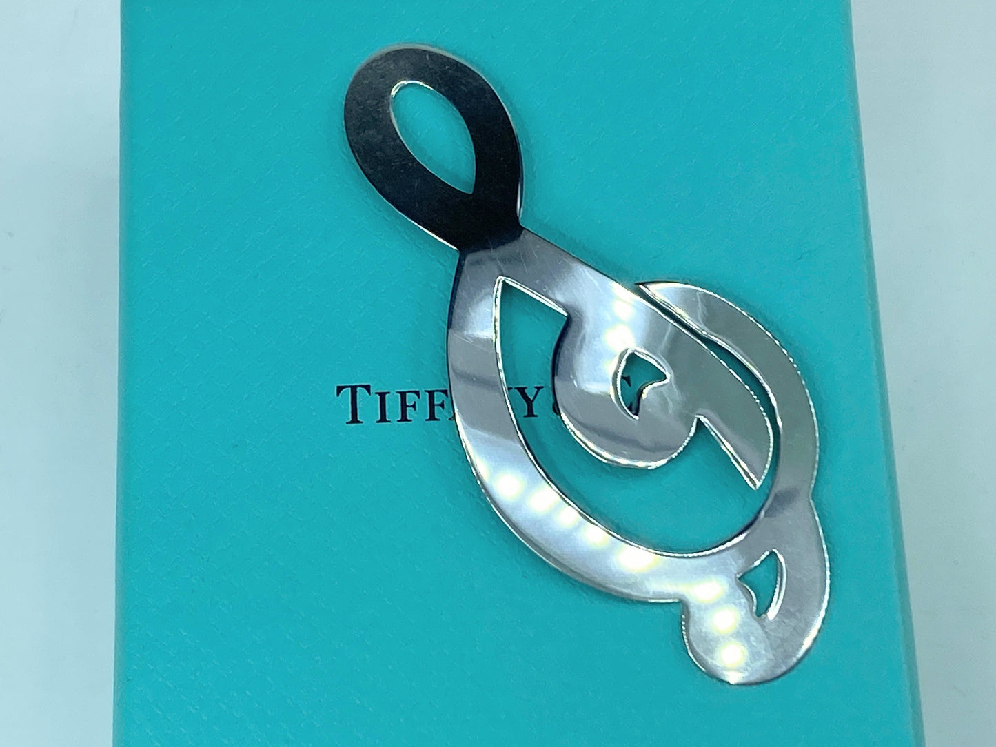 Tiffany & Co. Sterling Musical Note Treble Clef Bookmark authentic 6.4g JR554