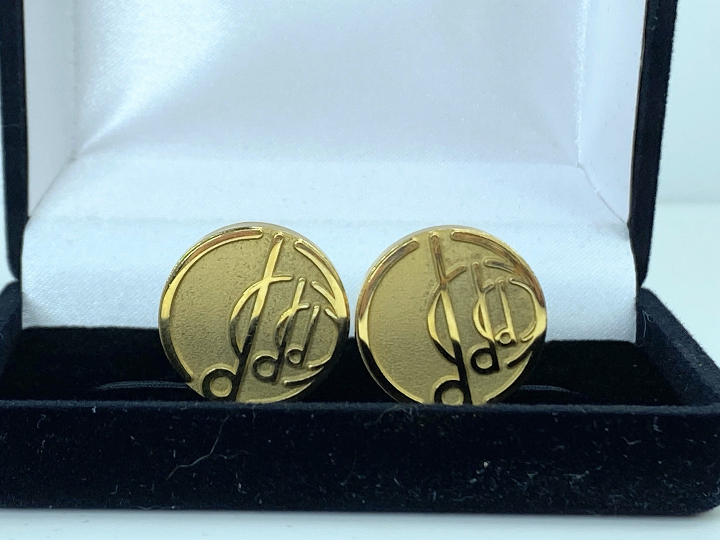 Alfred Dunhill Dunhill Golden tone men's cufflink black velvet gift box GS453