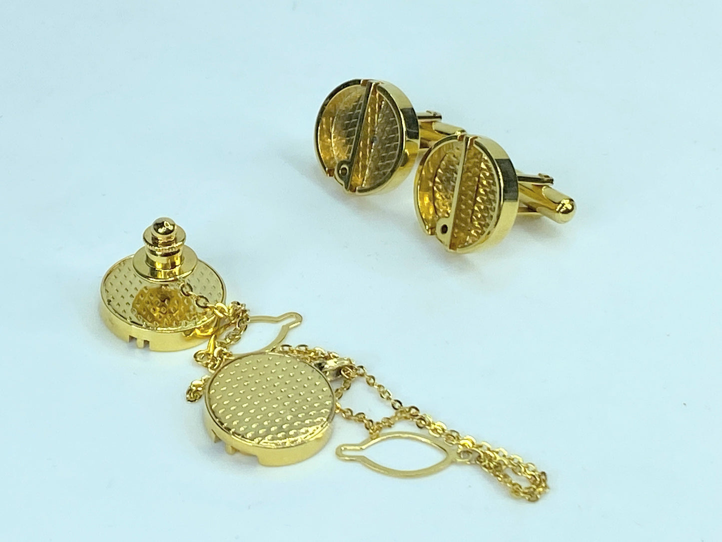 Alfred Dunhill Gold Color matching cufflinks Tie tack button tack set of 4 GS455