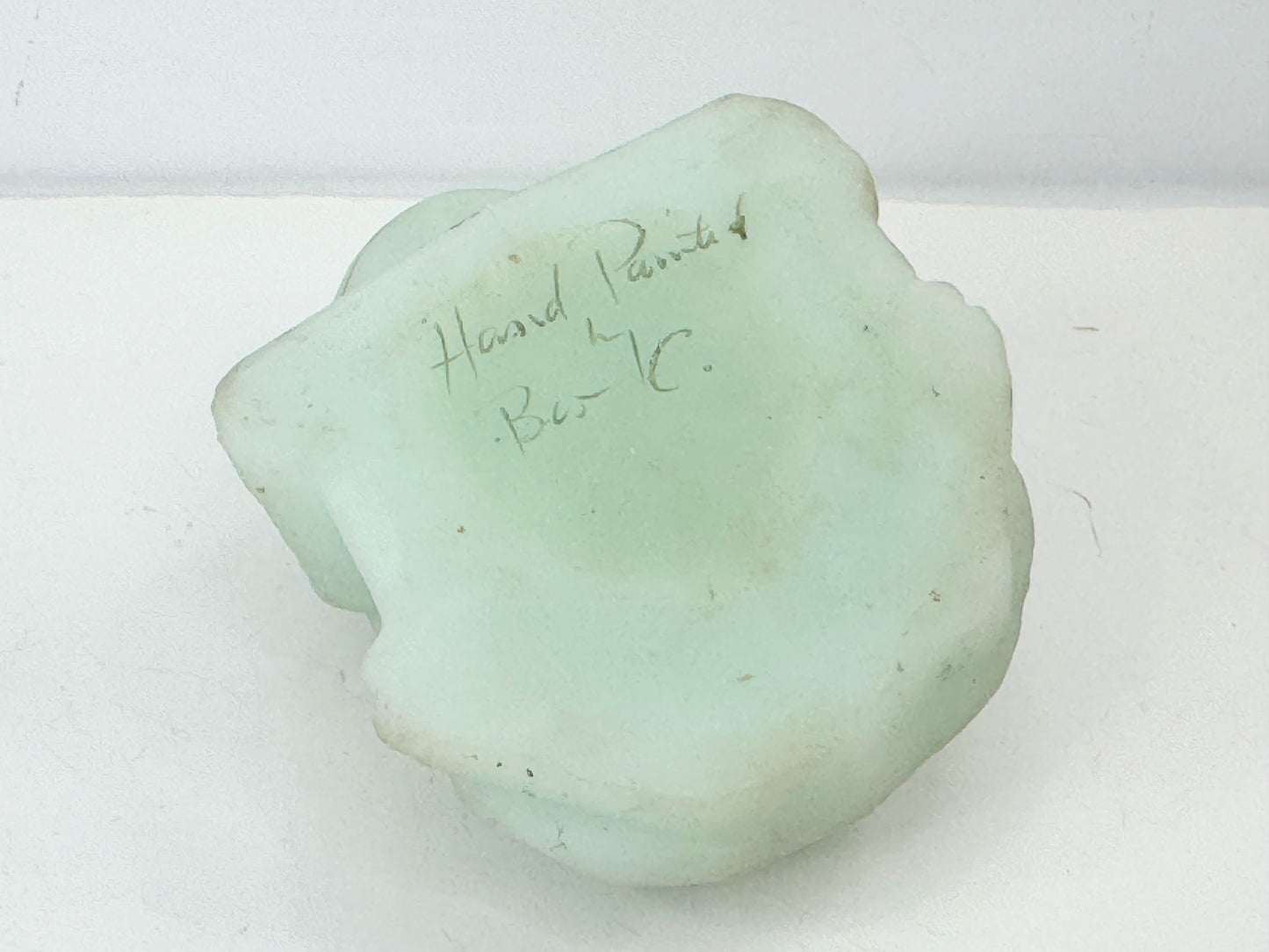 Vintage Fenton Blue Satin Custard Frog, Hand Painted Blue Roses A490