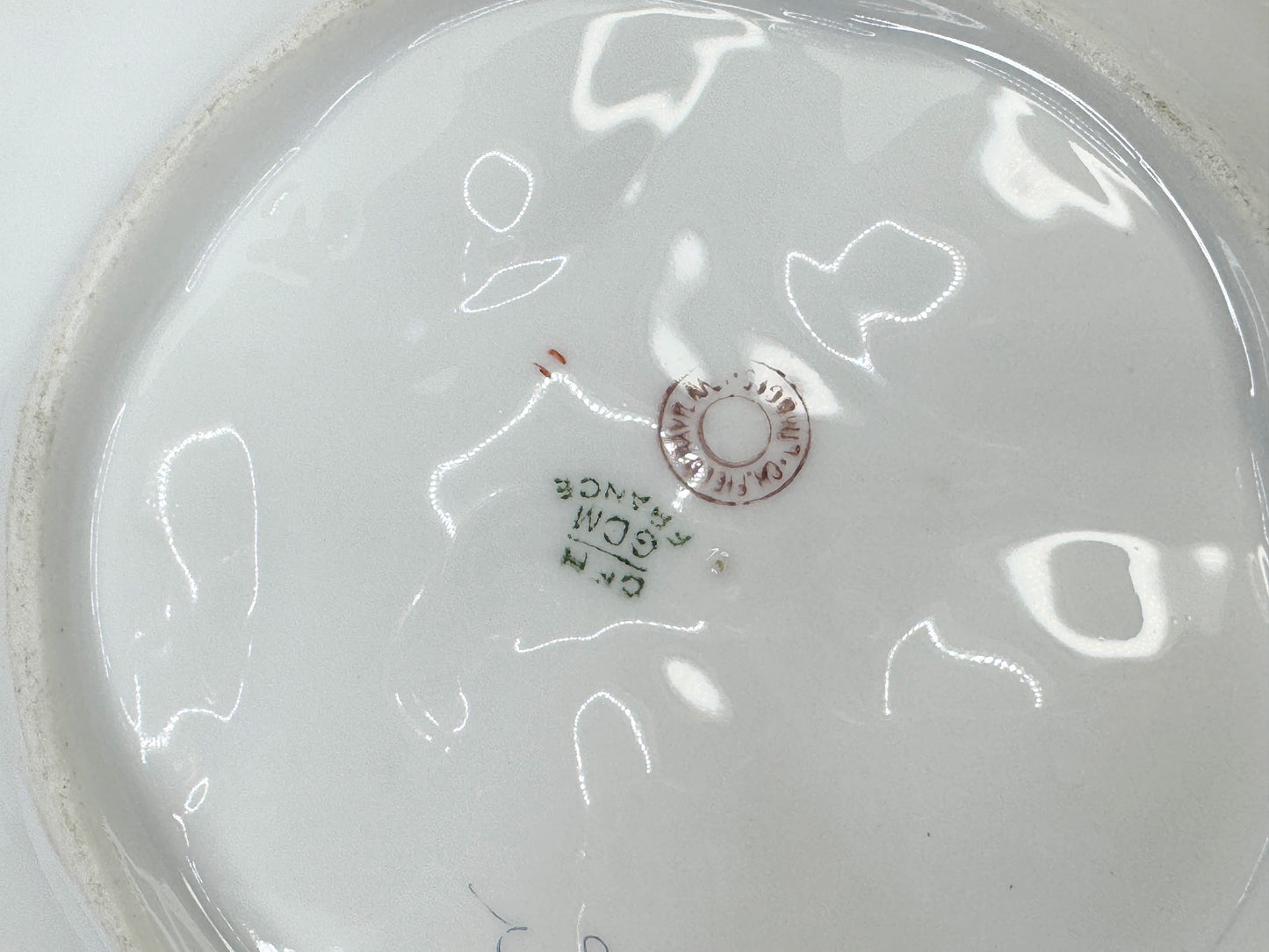 Charles Field Haviland Limoges Oyster Plate Antique Pink & violet Floral A493