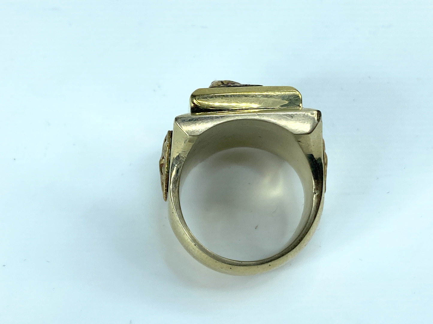 Vintage Enameled Indian Biker's Chief Mexican Ring 42.6g s10.5 JR9852