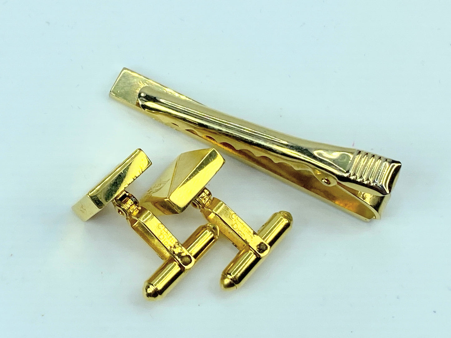 Christian Dior Logo two-tone Tie clip & Cufflinks - Gold-Plated - Silver GS532
