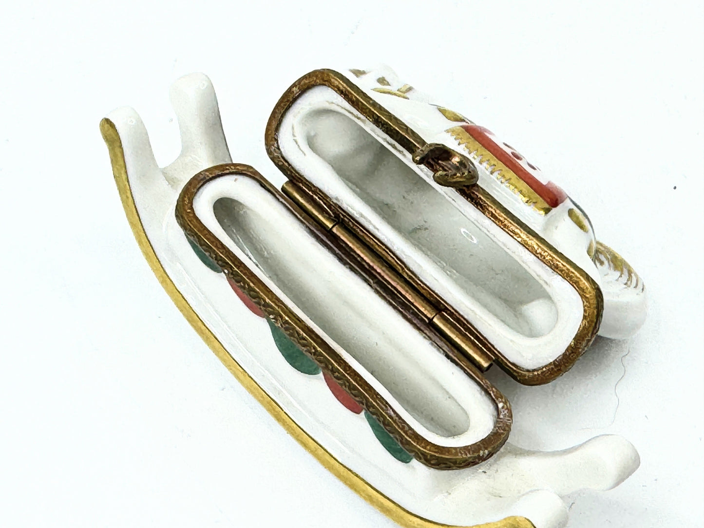 Retired Limoges France White and Brown Rocking Horse by Parry Vielle A500