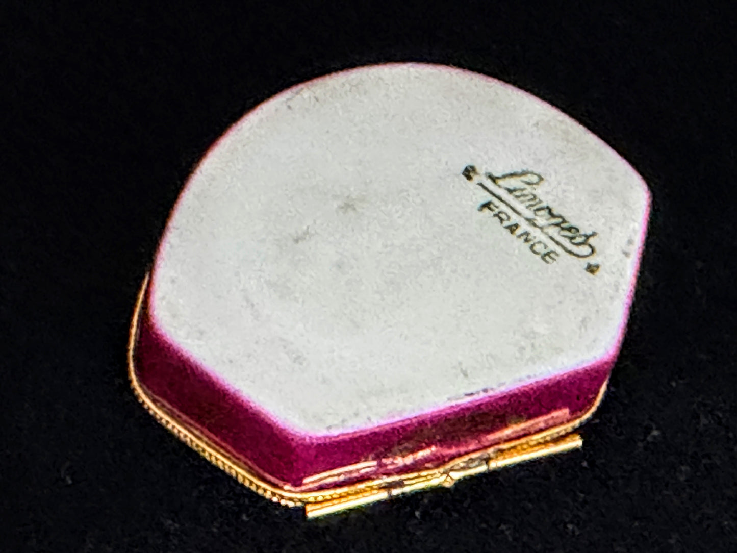 Vintage Limoges France Portrait Trinket Box Magenta Gold A1109