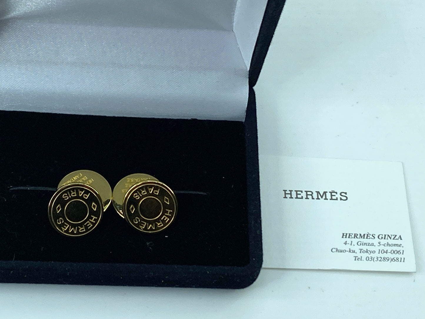 Hermès Clou de Selle Gold tone cufflinks GS537
