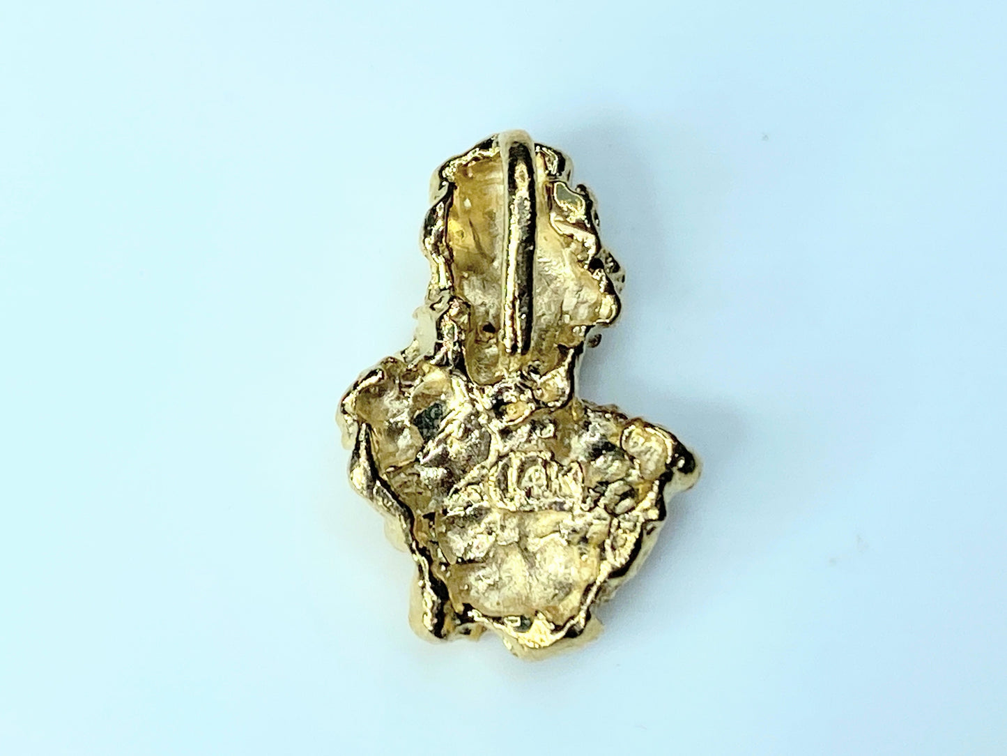 Custom 14K yellow gold 0.12ct round brilliant diamond Nugget pendant 3.4g JR9864