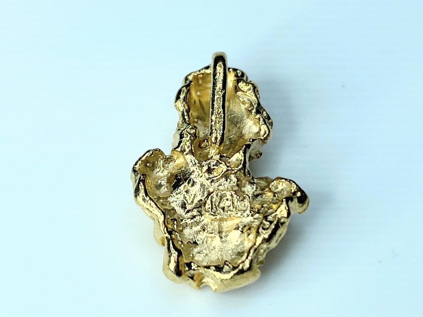 Custom 14K yellow gold 0.12ct round brilliant diamond Nugget pendant 3.4g JR9864
