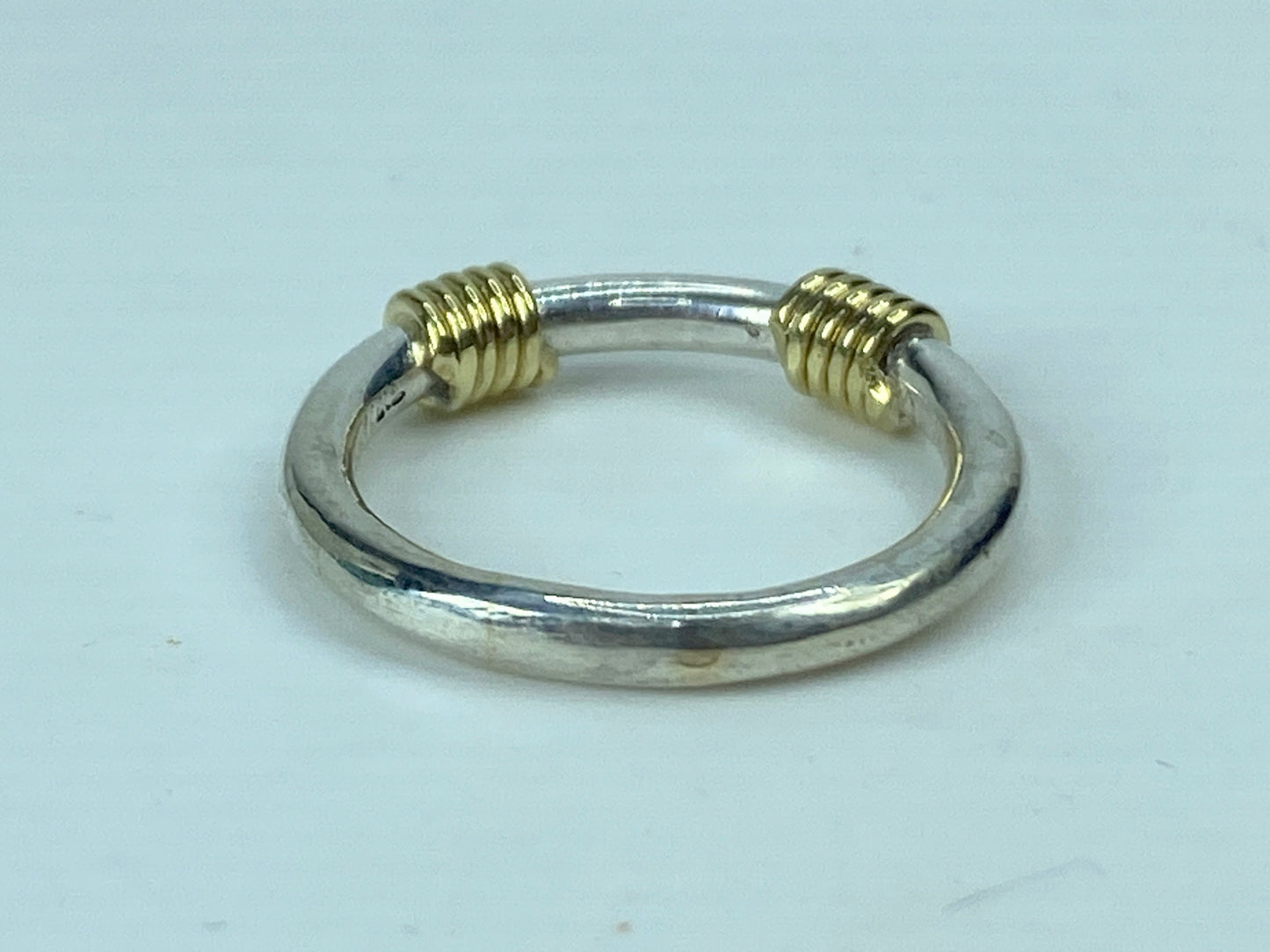 Tiffany & Co 18k Yellow Gold Sterling Scoil coil wire stackable ring s7 JR706
