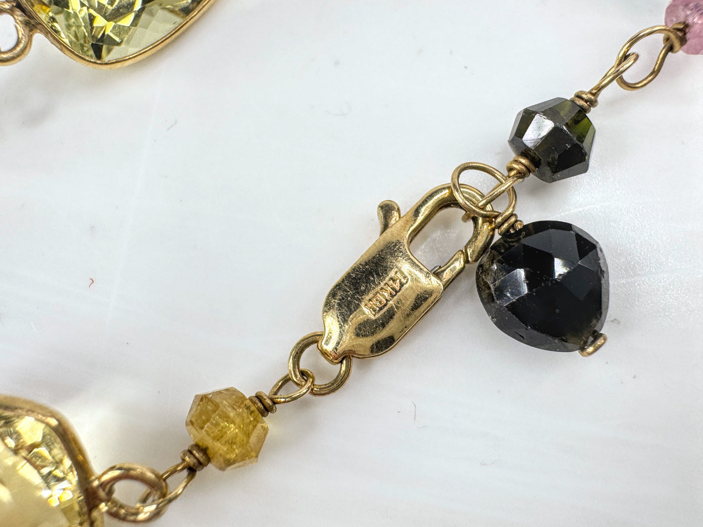 14K Gold Multi Gemstone Station Bracelet Citrine Garnet Amethyst JR1825 JR1825